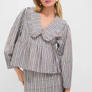 NWT Tuckernuck Dove Stripe Linen Bethany Blouse